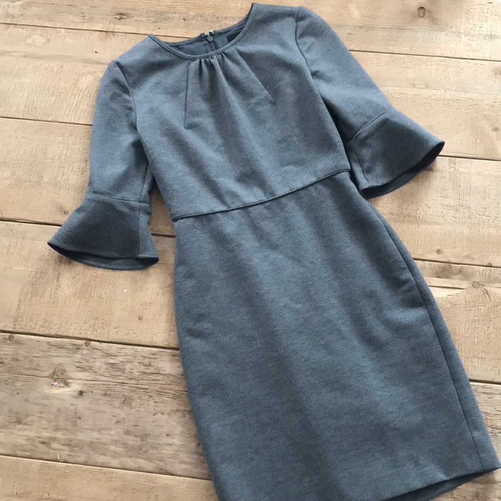 JCrew bell sleeve dress / gray / 0P